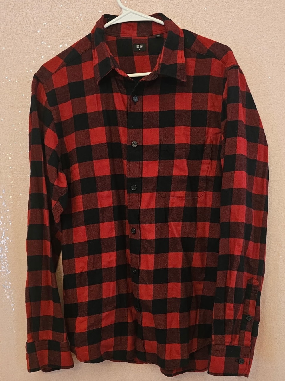 Uniqlo Red and Black Buffalo Plaid Button-Down Shirt